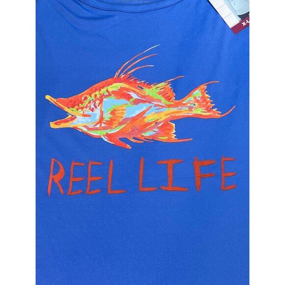 Reel Life Mens Sun Ray Defender Long Sleeve Swim Rash Guard Blue UPF 50+ Size XL - Picture 6 of 6